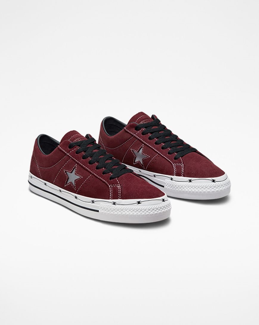 Tenis Skate Converse CONS One Star Pro Razor Wire Feminino Bordeaux Escuro Pretas Branco | PT M0507PT